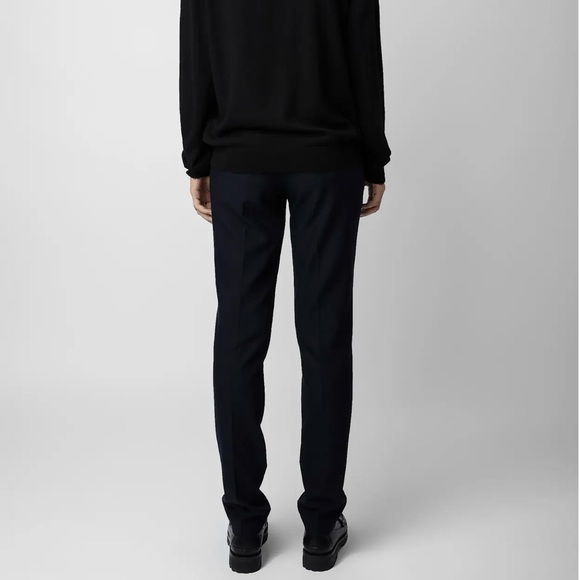 Zadig & Voltaire Prune Strass Rain Women's Navy Tailored Pants With Rhinestones - Picture 10 of 15